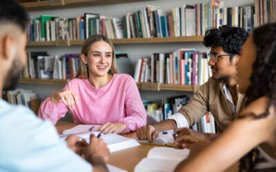 Students in school library