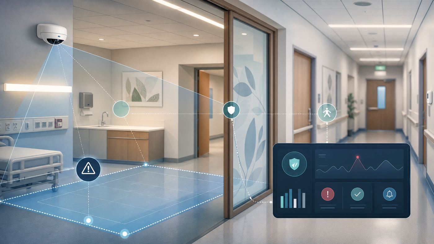 Abstract healthcare analytics corridor without people